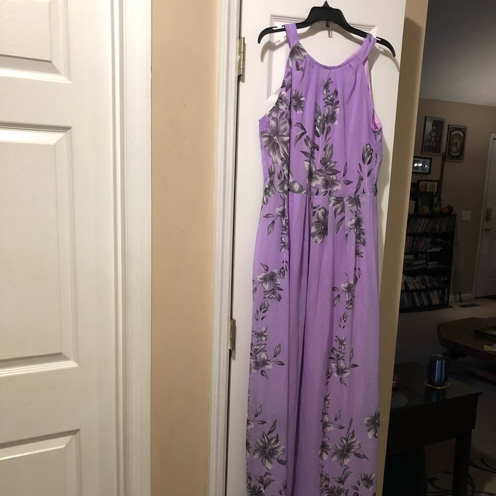 Gorgeous floral chiffon purple dress